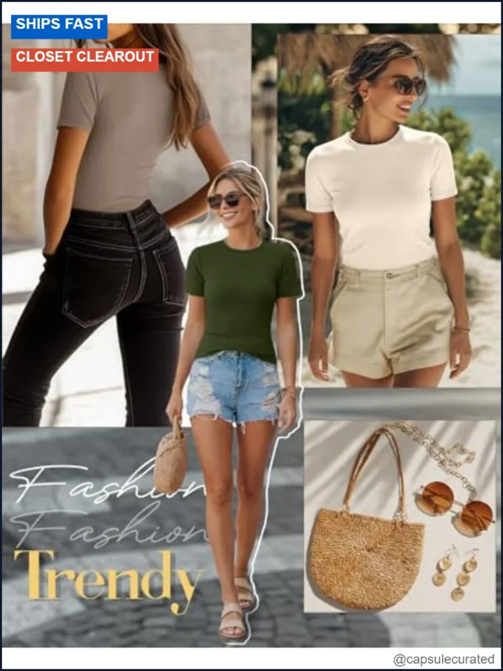 3 Pack Women's Ribbed Short Sleeve T-Shirts, Cotton Crewneck Tees, Slim Fit,